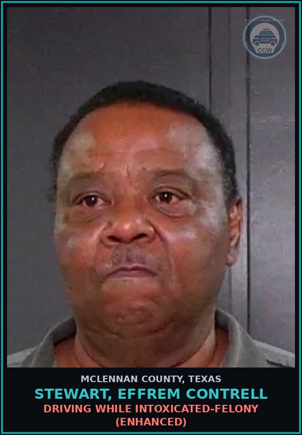 Booking mugshot of STEWART, EFFREM CONTRELL in McLennan County