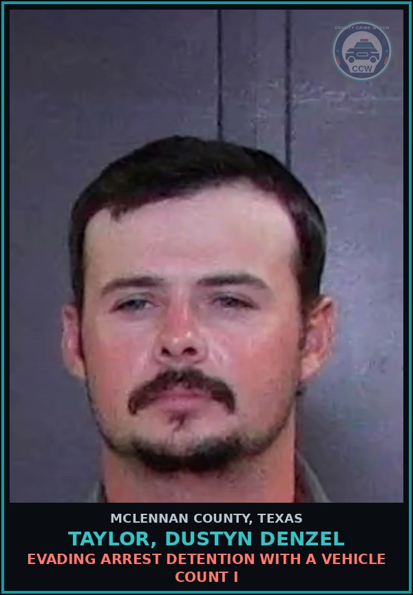 Booking mugshot of TAYLOR, DUSTYN DENZEL in McLennan County