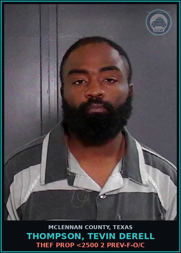 Booking mugshot of THOMPSON, TEVIN DERELL in McLennan County