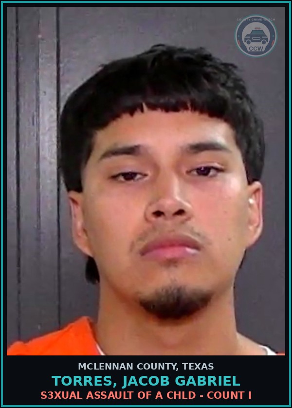 Booking mugshot of TORRES, JACOB GABRIEL in McLennan County