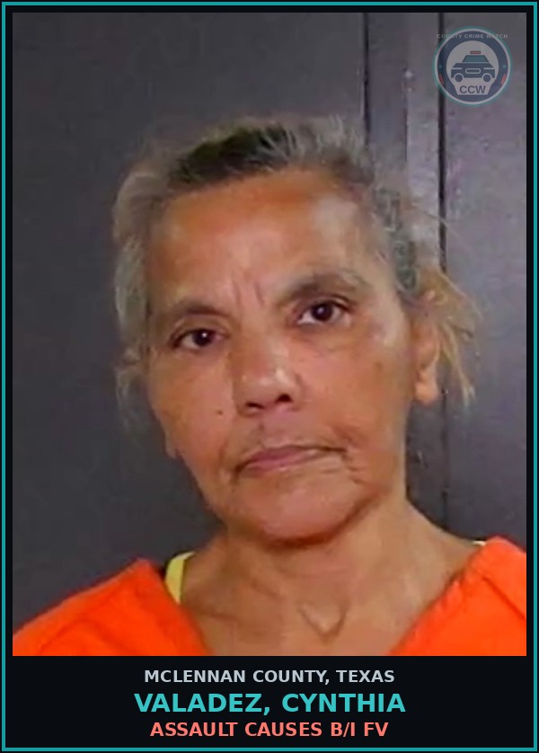 Booking mugshot of VALADEZ, CYNTHIA in McLennan County