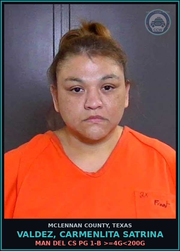 Booking mugshot of VALDEZ, CARMENLITA SATRINA in McLennan County