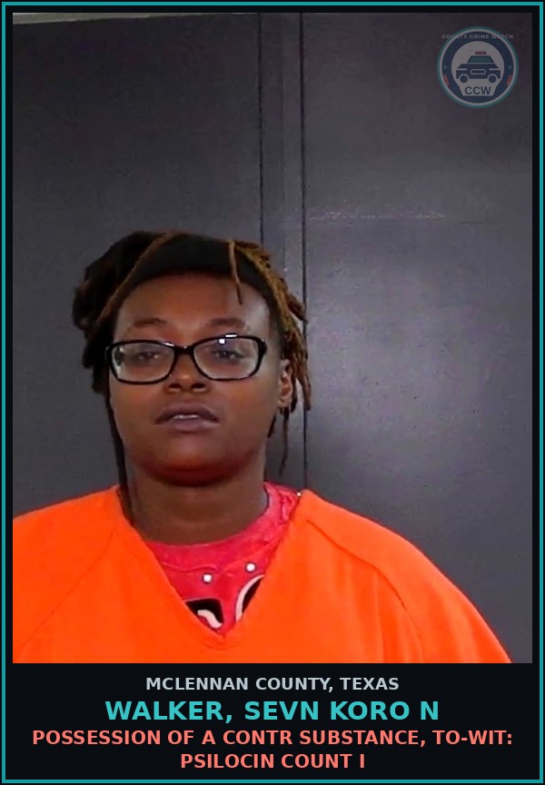 Booking mugshot of WALKER, SEVN KORO N in McLennan County