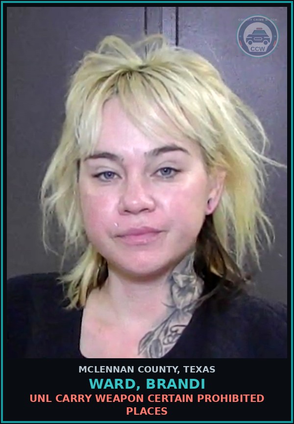 Booking mugshot of ward, brandi in McLennan County