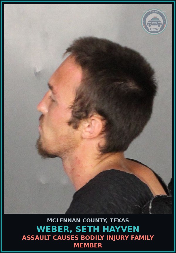 Booking mugshot of WEBER, SETH HAYVEN in McLennan County