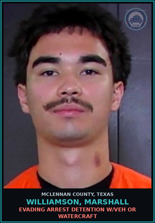 Booking mugshot of WILLIAMSON, MARSHALL in McLennan County