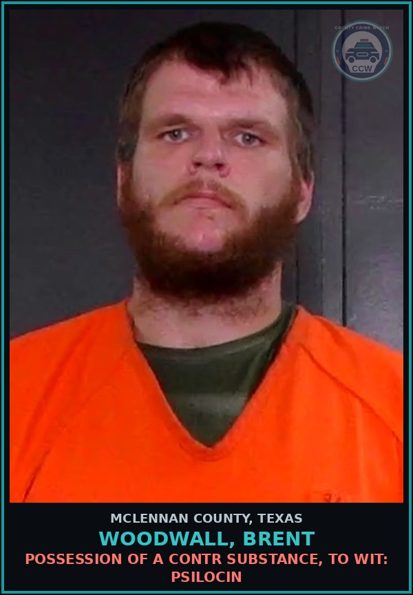 Booking mugshot of WOODWALL, BRENT in McLennan County