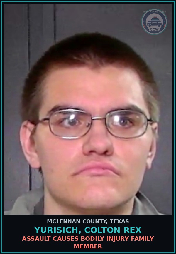 Booking mugshot of YURISICH, COLTON REX in McLennan County