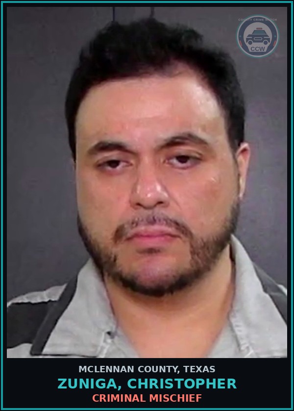 Booking mugshot of ZUNIGA, CHRISTOPHER in McLennan County