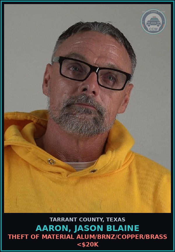 Booking mugshot of Aaron, Jason Blaine in Tarrant County