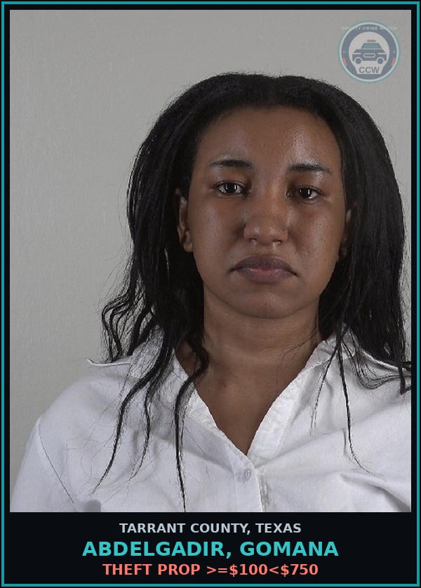 Booking mugshot of Abdelgadir, Gomana in Tarrant County