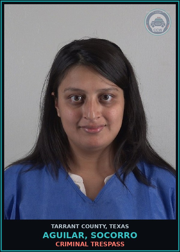 Booking mugshot of Aguilar, Socorro in Tarrant County