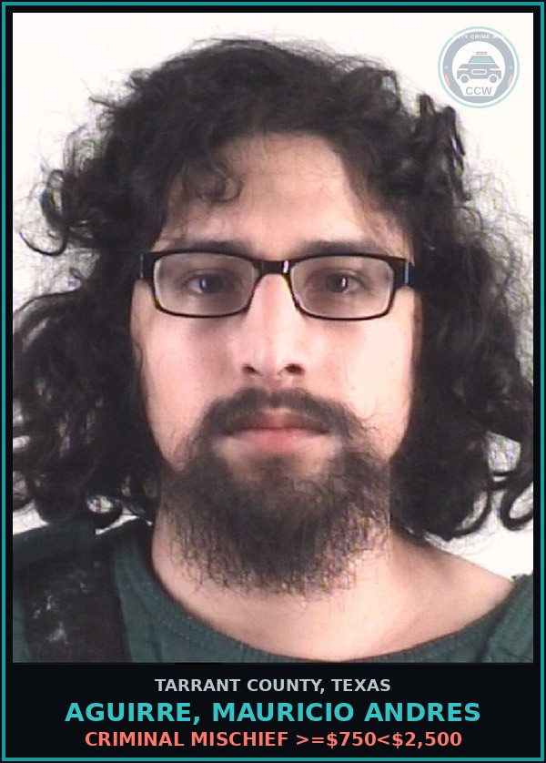 Booking mugshot of Aguirre, Mauricio Andres in Tarrant County