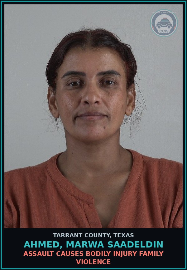 Booking mugshot of Ahmed, Marwa Saadeldin in Tarrant County