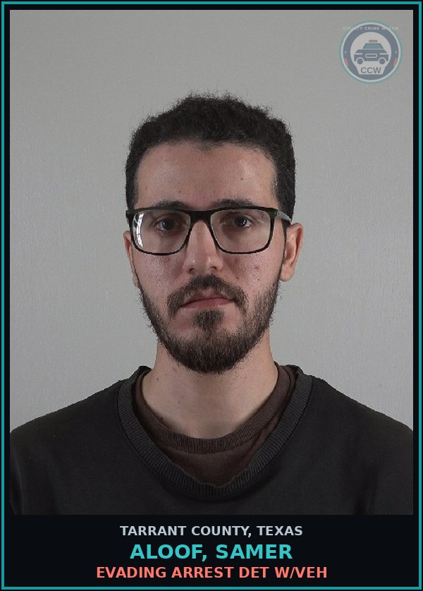 Booking mugshot of Aloof, Samer in Tarrant County
