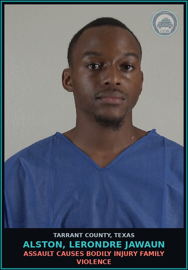 Booking mugshot of Alston, Lerondre Jawaun in Tarrant County