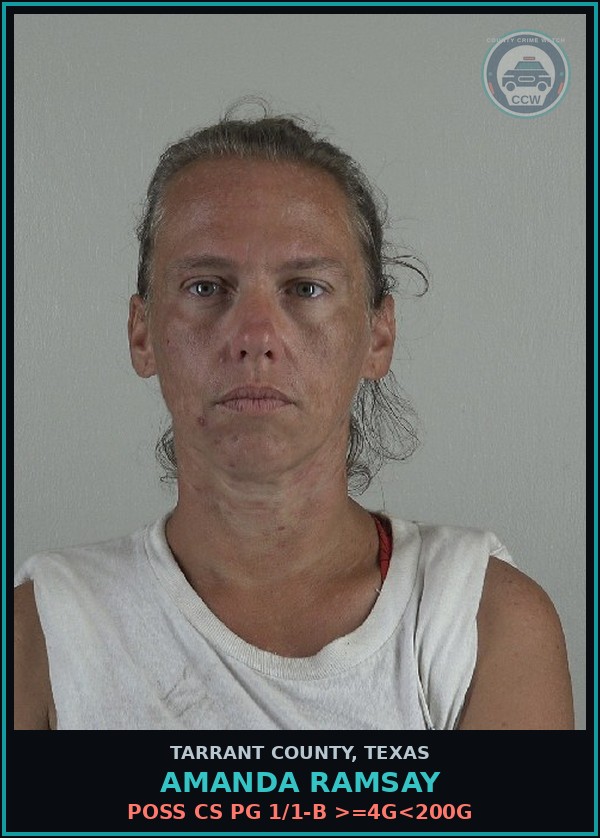 Booking mugshot of Amanda Ramsay in Tarrant County