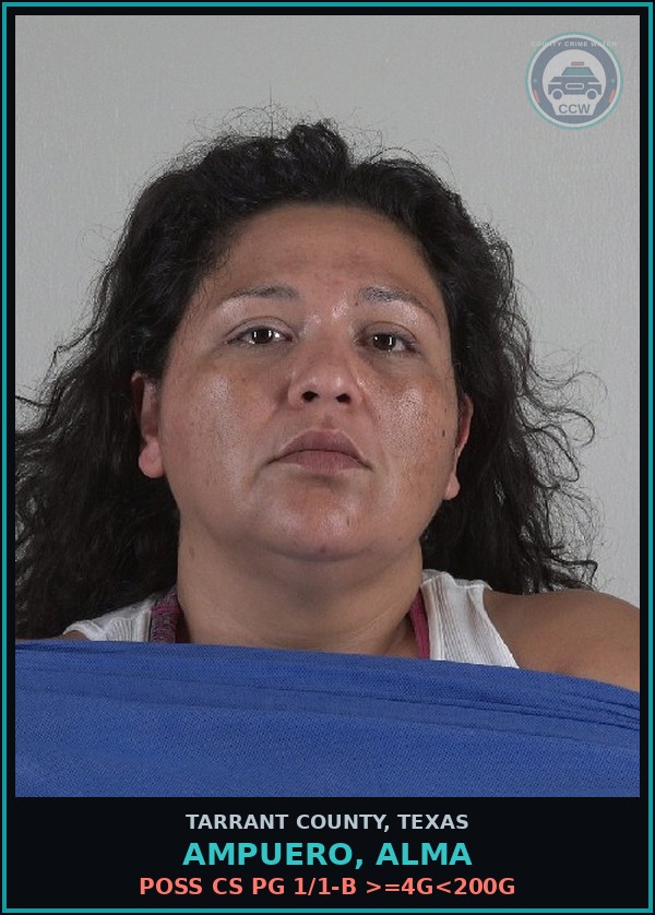 Booking mugshot of Ampuero, Alma in Tarrant County