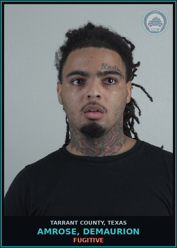 Booking mugshot of Amrose, Demaurion in Tarrant County