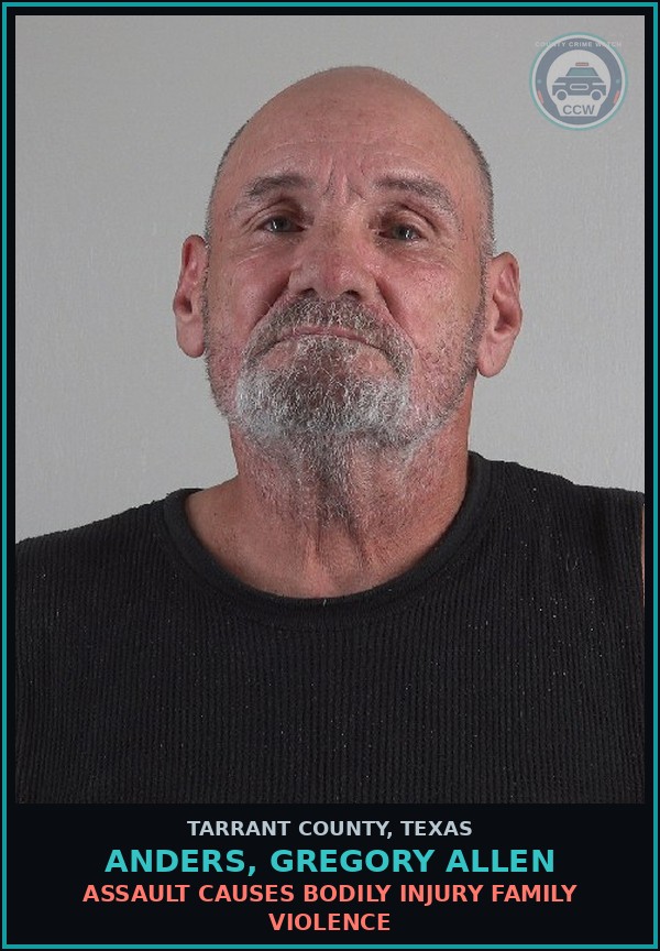 Booking mugshot of Anders, Gregory Allen in Tarrant County