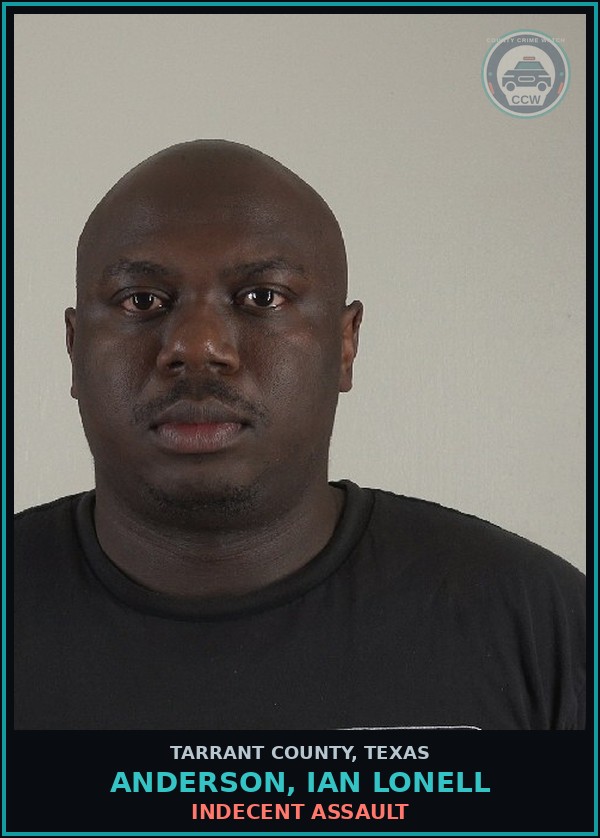 Booking mugshot of Anderson, Ian Lonell in Tarrant County