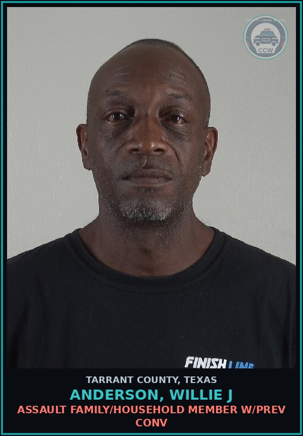 Booking mugshot of Anderson, Willie J in Tarrant County