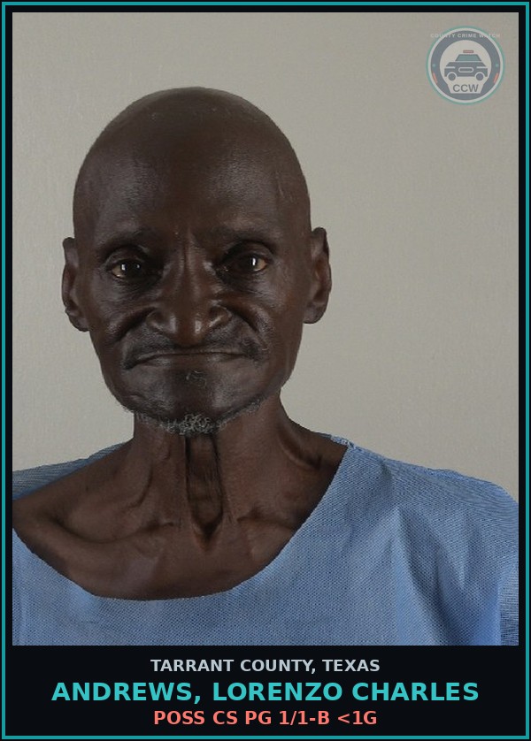 Booking mugshot of Andrews, Lorenzo Charles in Tarrant County