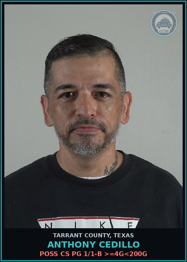 Booking mugshot of Anthony Cedillo in Tarrant County