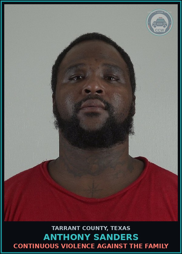 Booking mugshot of Anthony Sanders in Tarrant County