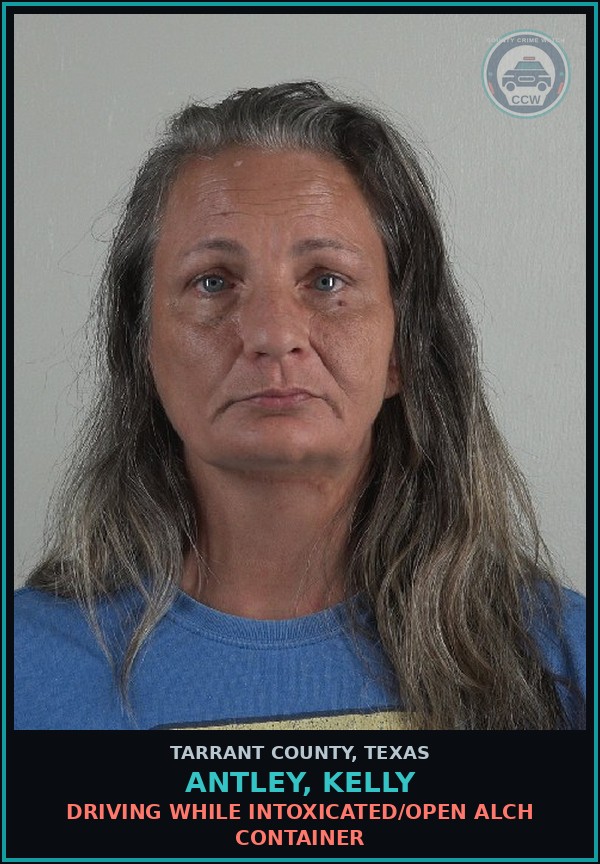 Booking mugshot of Antley, Kelly in Tarrant County