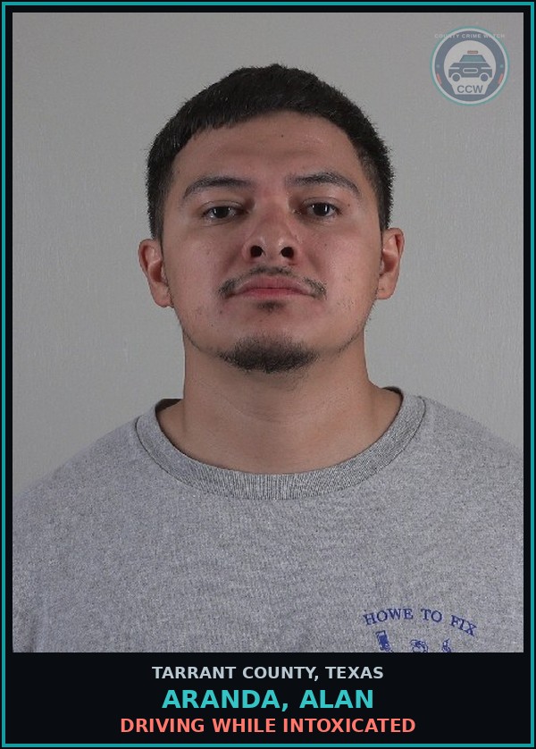 Booking mugshot of Aranda, Alan in Tarrant County