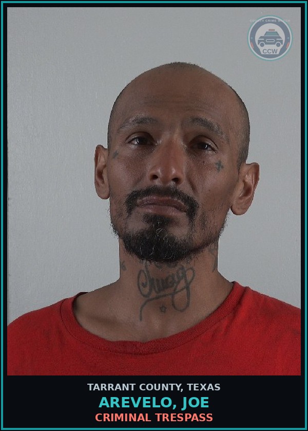 Booking mugshot of Arevelo, Joe in Tarrant County