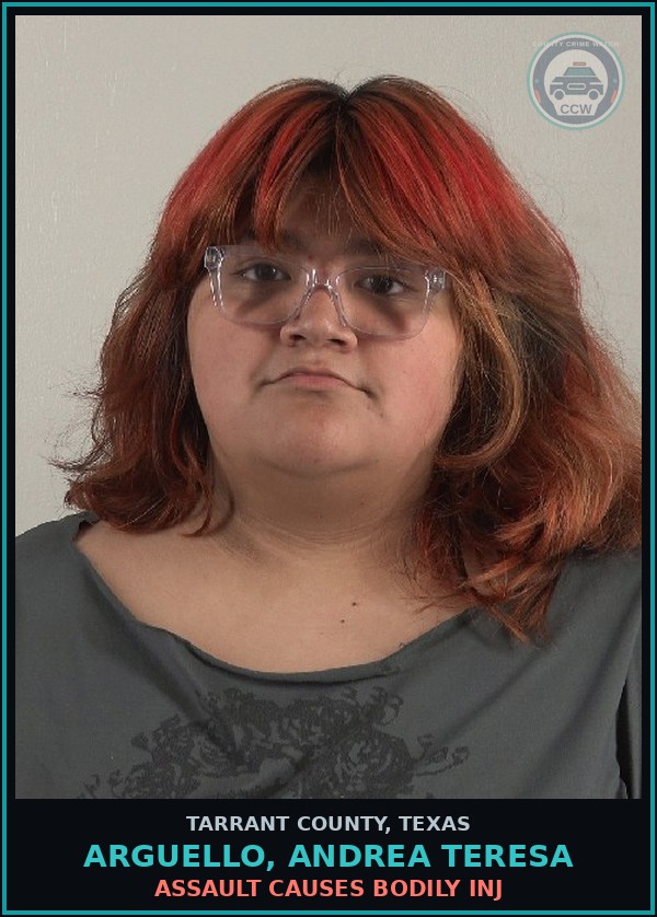 Booking mugshot of Arguello, Andrea Teresa in Tarrant County