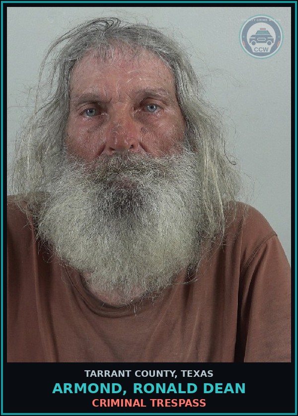 Booking mugshot of Armond, Ronald Dean in Tarrant County