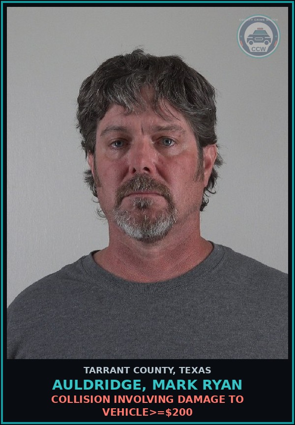 Booking mugshot of Auldridge, Mark Ryan in Tarrant County