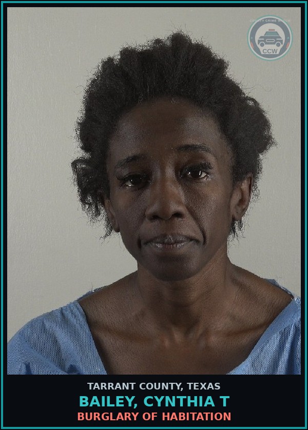 Booking mugshot of Bailey, Cynthia T in Tarrant County