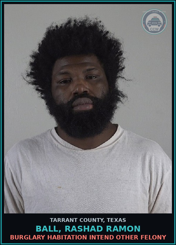 Booking mugshot of Ball, Rashad Ramon in Tarrant County