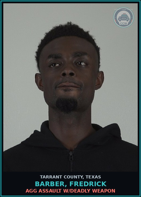 Booking mugshot of Barber, Fredrick in Tarrant County