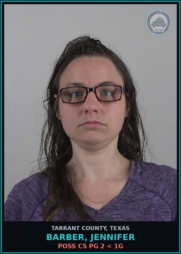 Booking mugshot of Barber, Jennifer in Tarrant County
