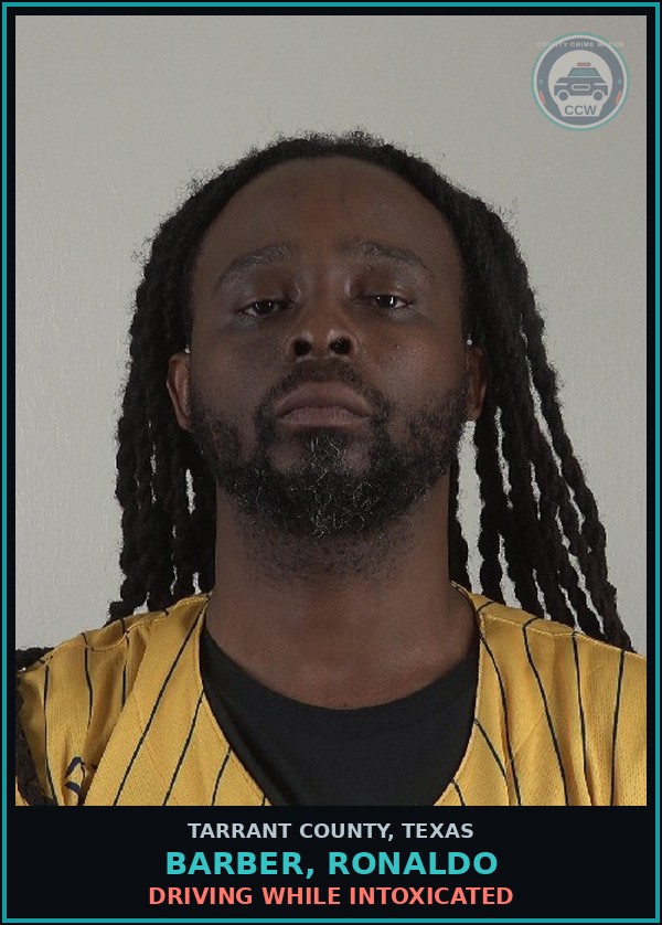 Booking mugshot of Barber, Ronaldo in Tarrant County
