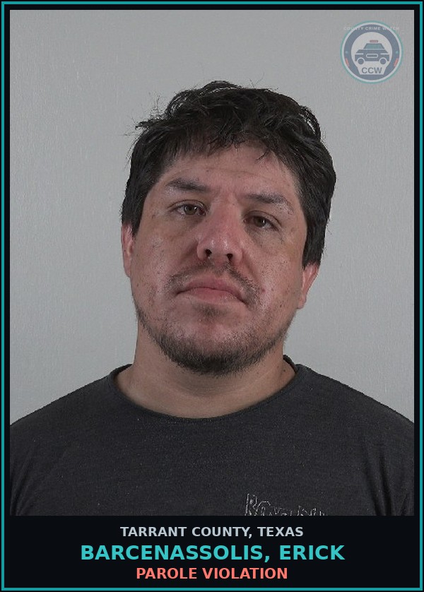 Booking mugshot of Barcenassolis, Erick in Tarrant County