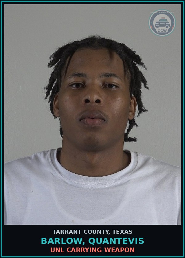 Booking mugshot of Barlow, Quantevis in Tarrant County