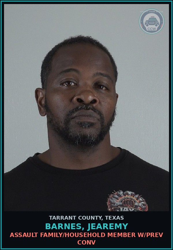Booking mugshot of Barnes, Jearemy in Tarrant County
