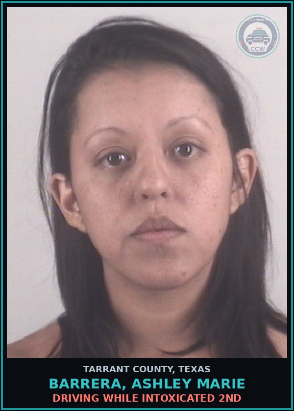 Booking mugshot of Barrera, Ashley Marie in Tarrant County