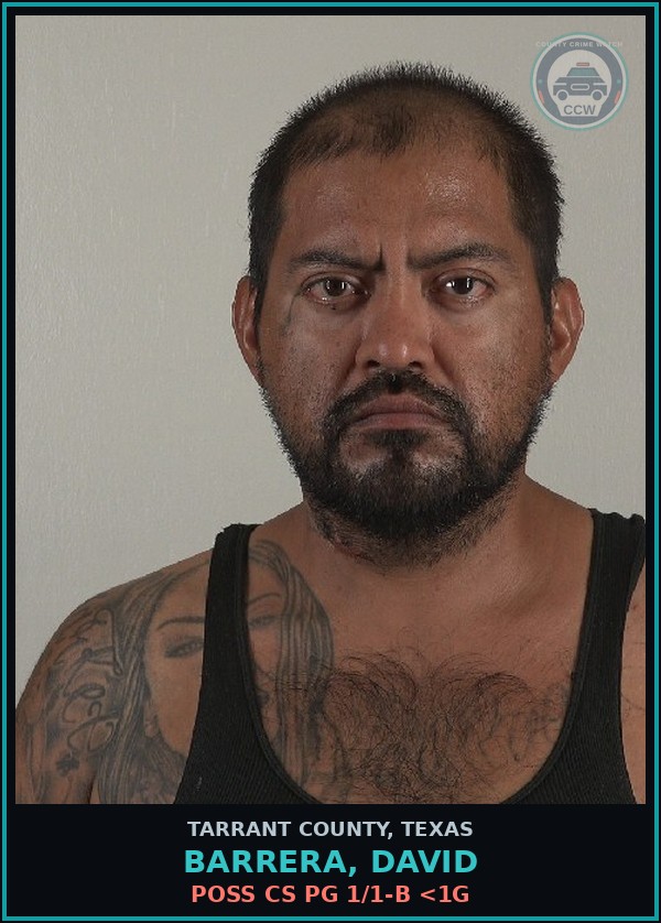 Booking mugshot of Barrera, David in Tarrant County