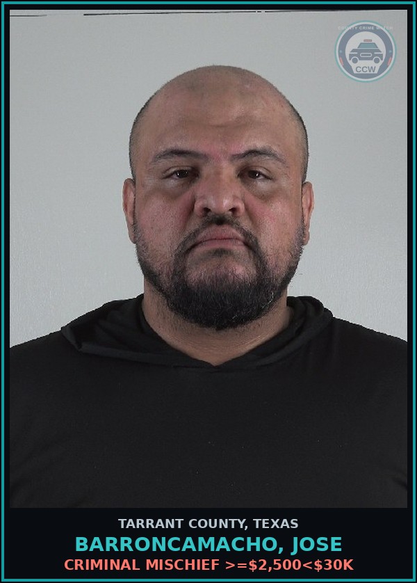 Booking mugshot of Barroncamacho, Jose in Tarrant County