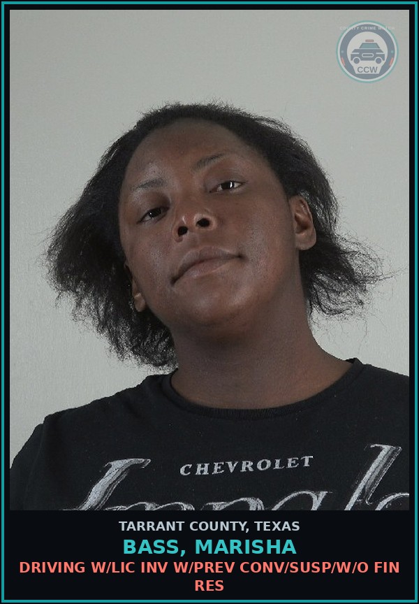 Booking mugshot of Bass, Marisha in Tarrant County