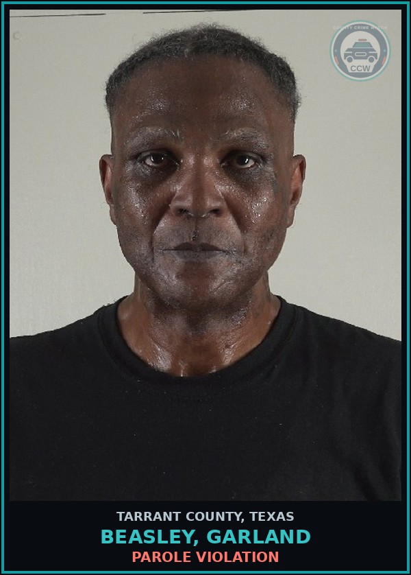 Booking mugshot of Beasley, Garland in Tarrant County