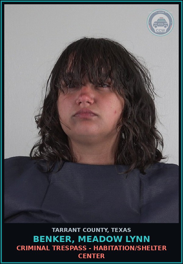 Booking mugshot of Benker, Meadow Lynn in Tarrant County