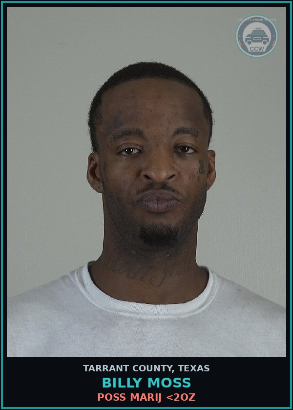 Booking mugshot of Billy Moss in Tarrant County